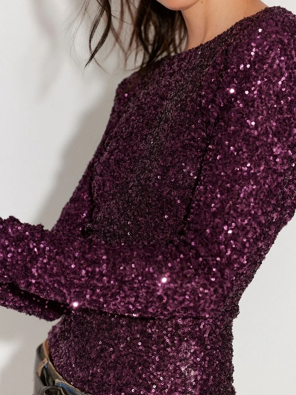 Free People Intimately Leading the Way Sequin Top NWT S Plum